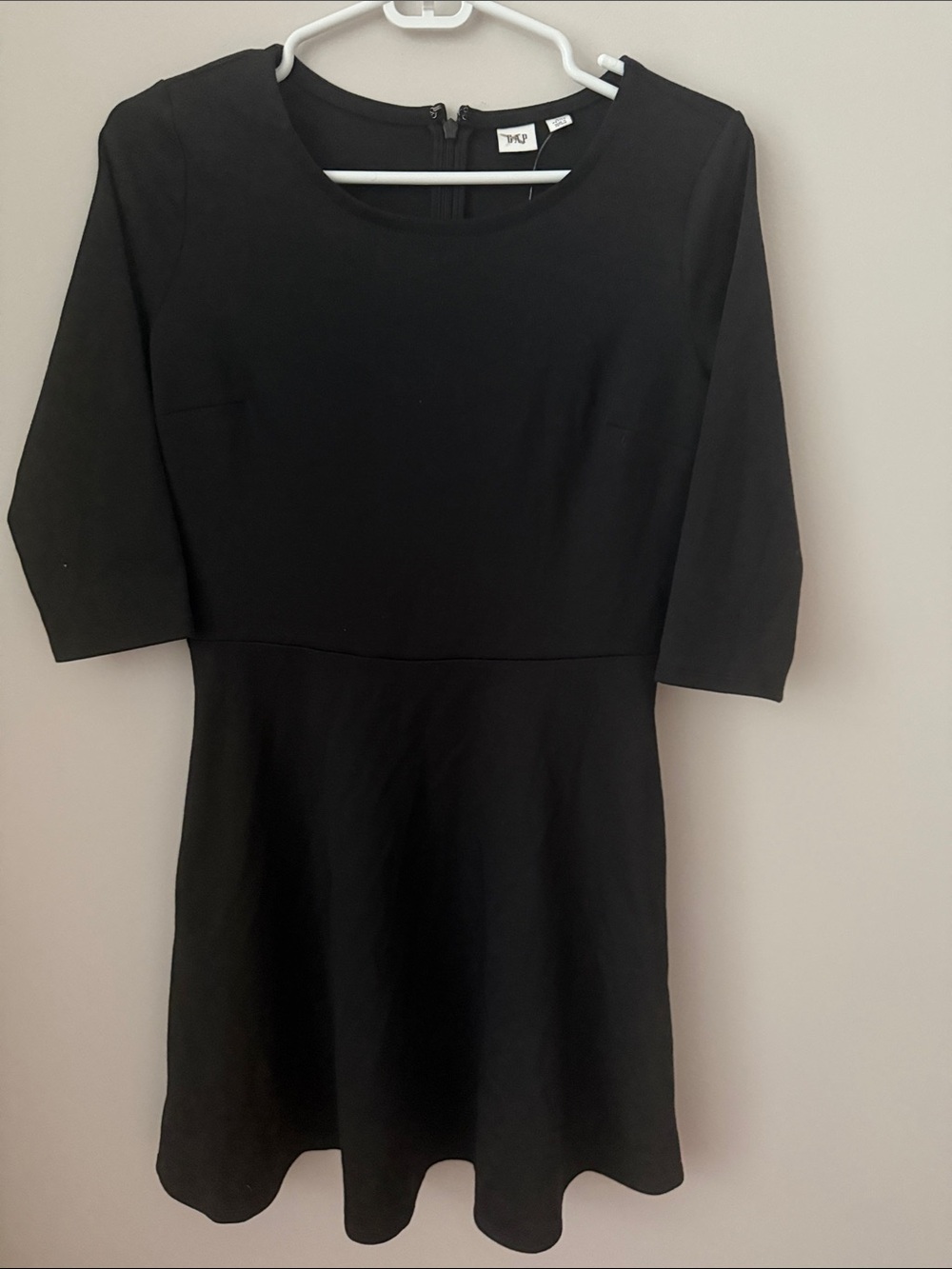 Gap Fit & Flare Ponte Dress 3/4 Sleeves. True Black New with Tags